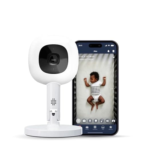 Nanit Pro 1080p HD Smart Baby Monitor and Flex Duo Stand, Featuring Split Screen and Alert Zone Function, Includes Small Breathing Band, White