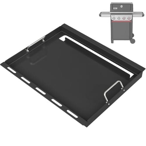 Full Size Griddle Insert with Handles for Weber Spirit 400 Series(2025 Models), Flat Top Grill Insert Replacement Parts for Weber Spirit E425 S425 E435 EP425 EP435(2025), Non-stick Carbon Steel, Black
