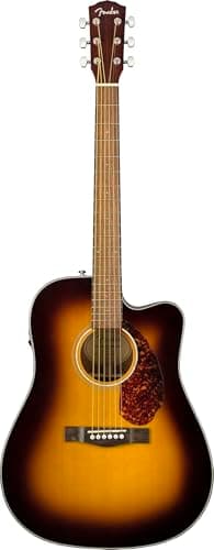Fender CD-140SCE Dreadnought Guitarra Acústica Electrificada, Tono Marrón, con Estuche Rígido, Incluye cursos virtuales gratuitos en Fender Play