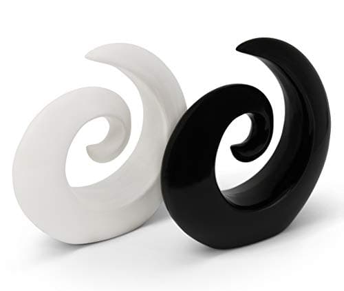 Elegante par de esculturas de cerámica - decoración moderna en blanco y negro - decoración cada 16cm de alto