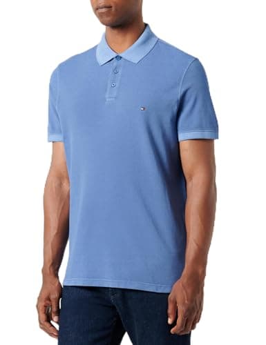 Tommy Hilfiger Polo para Hombre Garment Dye REG, Azul (Azul monocromático), L