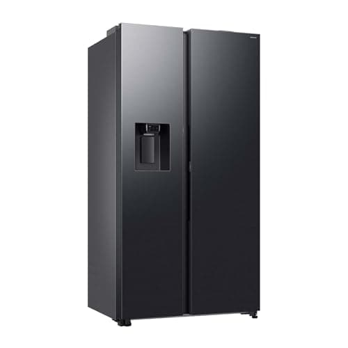 Samsung RS80F66KBFEF Side-by-Side Kühl-Gefrierkombination, AI Kühlschrank mit Gefrierfach, 178 cm, 634 l, Eis- und Wasserspender mit Festwasseranschluss, AI Voice Control & Energy Mode, Black Steel