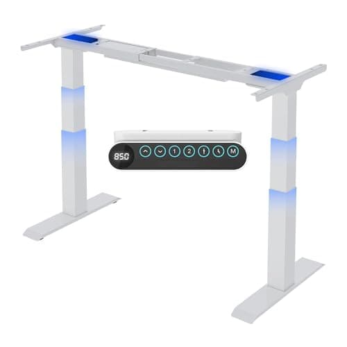 FLEXISPOT Height-Adjustable Desk, Electric Table Frame with 2 Powerful Motors, Super Load 160 kg, Triple Telescope, Memory Control, LED Height Display (Premium E6 White)