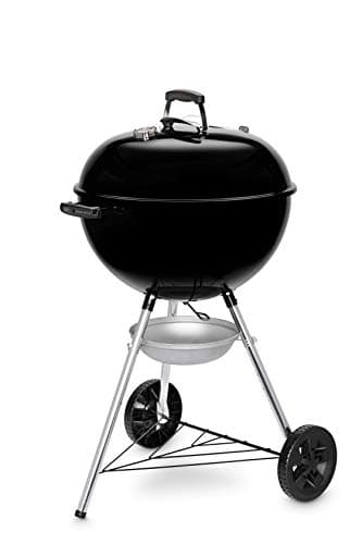 Weber Original Kettle Barbacoa de carbón, superficie de la parrilla de Ø 57 cm, barbacoa con tapa y cuba esmaltadas en porcelana, termómetro en tapa, sistema de limpieza One-Touch - Negro (14101004)