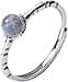 Cunluna Anillo de Plata S925, Anillo de Piedra Lunar de Moda Coreana Femenina Temperamento Personalidad Anillo de Dedo Índice en Forma de Gota Mujer Mujeranillo de plata s925, Apertura regulable - 1