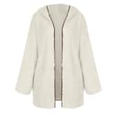 TOFOTL Modal Blazer Donna Invernale， Maglione Aperto Classico in Pile a Bouclé, Maglioncini in Collo Alto con Cappuccio, Halloween Giacca Autunnale Collo Alto con Tasche Lupetto 15-Beige S - 5