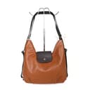 Lusso in pelle Genuine Italian Grain Leather Convertible Backpack – Shoulder & Crossbody Bag (Tan/Chocolate) - 1