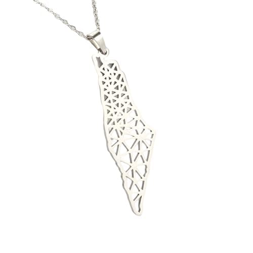 Prodotti per Ragazze Argento Sterling 925 da Uomo, Ciondolo con Mappa Gioielli Arabi africani, per Donne, Collana Palestina in Oro s