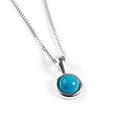 HENRYKA 925 Sterling Silver & Turquoise Round Charm Necklace | Minimal Pendant | Bridesmaid Jewellery | Hypoallergenic Women's Jewellery with Gift Box - 1