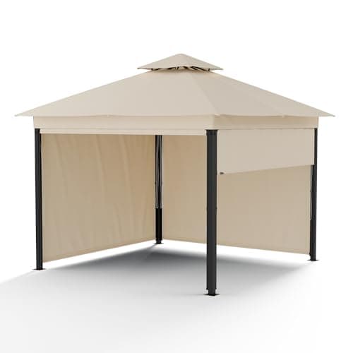 blumfeldt Grandezza Cortina - Gazebo, 3x3m, Acciaio Verniciato, Tetto & Pannelli Laterali Impermeabili, Resistente Gazebo da Esterno, Beige