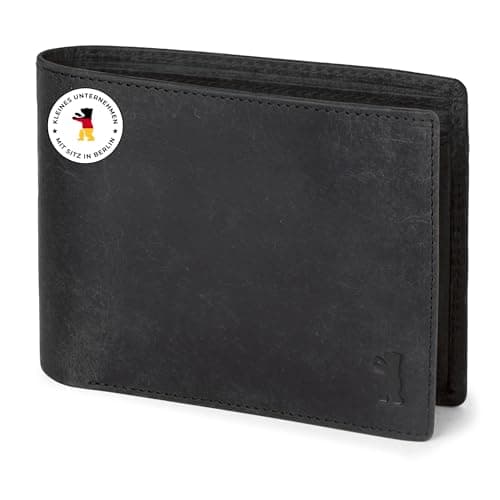 Berliner Bags Vintage Geldbörse Peter, Portmonee aus Leder, Geldbeutel mit TÜV-geprüftem RFID-Schutz, für Herren – Dunkelgrau
