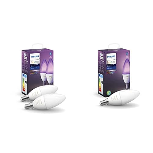 Philips Hue White and Color Ambiance Lampadina LED Smart, 2 Pezzi, con Bluetooth, Attacco E14, 5W, Dimmerabile, Bianco+Ambiance Lampadina LED Smart, con Bluetooth, Attacco E14, 5W, Dimmerabile, Bianco