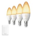 Philips Hue Pacchetto vantaggio - E14 - con 4 Lampadine LED a Candela - Luce da bianca calda a bianca fredda - Incl. Hue Interruttore Dimmer - Hue White Ambiance - 1