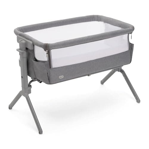 Chicco Next2Me Armonia, Culla Neonato Fianco Letto, Spondina Apribile, 11 Livelli di Altezza, Altezza Regolabile da 66 fino a 83 cm, 4 Ruote, Ottima Circolazione dell’Aria, Grigio