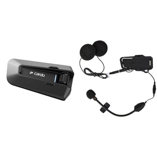Cardo PT200001 Packtalk Edge Motorcycle Bluetooth Communication System Headset Intercom - Single Pack, Black & ACCESSORY - PACKTALK EDGE 2ND HELMET (JBL) KIT