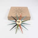 SHISEDECO Modern Sunburst Clock in Multicolor, Non Ticking Wooden Mid Century Retro Design Decorative Silent Wall Quartz Clocks for Home, Living Room, Office and Bedroom etc. - 7