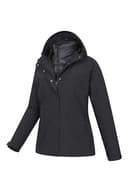 Mountain Warehouse Alaskan Womens 3 in 1 Short Jacket - IsoDry, Waterproof 10,000Mm & Breathable Coat with Taped Seams - Best for Autumn Winter, Outdoors & Wet Weather Jet Black Women's Size 16 - 6