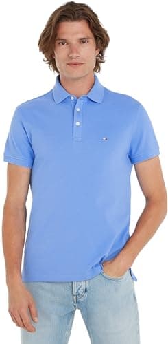 Tommy Hilfiger Men’s Short Sleeve 1985 Slim Fit Polo Shirt, Blue (Blue Spell), XXL
