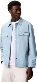 Calvin Klein Uomo Giacca-Camicia Cotton Filled con Bottoni a Pressione, Blu (Stone Blue), M - 1