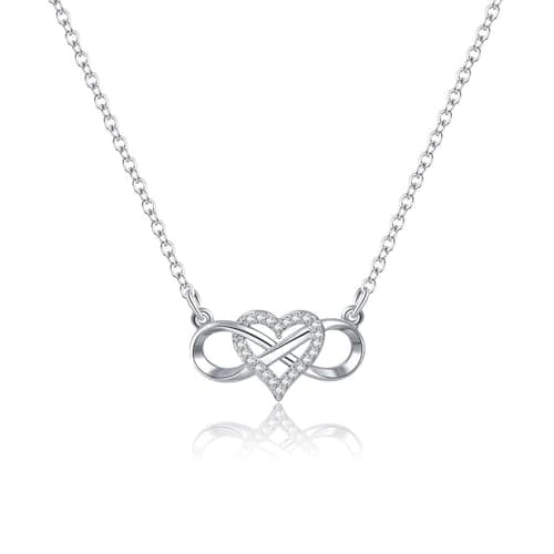 HinDaLi Collana Cuore Infinito Argento 925 per Donna Bambina Ragazza Simbolo Infinity Cuore Ciondolo Catena Collana da Donna Argento Zirconi Infinito Pendente Choker Brillantini
