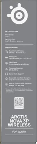 SteelSeries Arctis Nova 3P - Cuffie da gioco multipiattaforma wireless - Controllo via app - Batteria 40h - Driver magnetici al neodimio - 2,4GHz/BT - Mic staccabile - PS5, PS4, PC, Switch - Acqua - 16