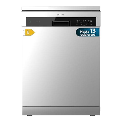 Cecotec Lavavajillas Libre Instalación 60cm Bolero Aguazero 6110 Inox. 1850W, 13 Cubiertos y 6 Programas, Función Media Carga, Programa 3 en 1, Delay Start, Dry+, FullTouch y ChildLock, Inox