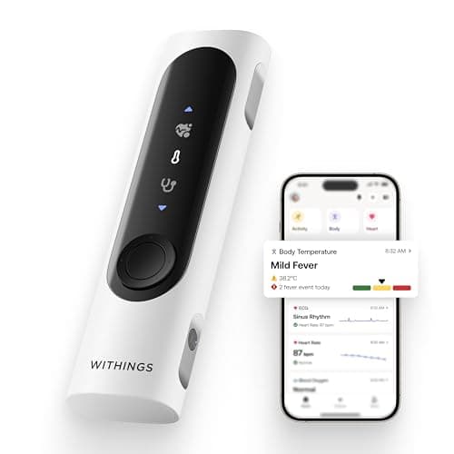 WITHINGS BeamO – Termómetro Digital Inteligente sin Contacto, MultiScan 4 en 1, Monitor ECG, Oxímetro de Pulso, Estetoscopio Digital, Para Niños y Adultos, Multiusuario, Cuidado Familiar