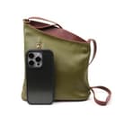 Lusso in pelle Genuine Soft Italian Leather Crossbody Messenger Handbag for Women (Olive and Tan) - 7