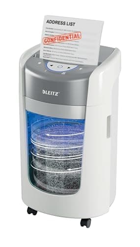 Leitz IQ OptiMax Distruggi documenti Small Office 225 P5 taglio micro, Tecnologia di rotazione del cestino, Capacità aumentata del 45%, 225 fogli A4 (15 l), Distrugge 8-6 fogli (70-80 g/m²)