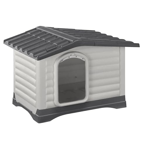 Ferplast Caseta Perros Exterior DOGVILLA 70 SE, Caseta Perro, Casa para Perros, Base Drenante, Base Aislante, Techo Desmontable, Rejilla de Ventilación, Plástico Reciclado, 73 x 59 x h 53 cm