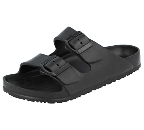 Yinka Shoes Ladies Double Buckle EVA Sandals (Black, uk_footwear_size_system, adult, women, numeric, medium, numeric_6)