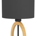 Eglo Basildon 1 - Lampada da Tavolo Minimalista in Legno, Tessuto e Metallo - Da Comodino e Soggiorno - Natura, Nero - Con Interruttore, E27 - 5