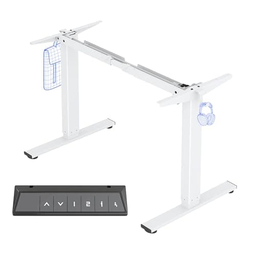 FLEXISPOT Escritorio Elevable Eléctrico Marco de Escritorio de Altura Regulable, Standing Desk Mesa Elevable Eléctrico con 2 Ganchos 4 Botones de Memoria-Blanco