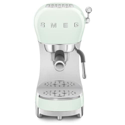 Smeg, ECF02PGEU Espresso Coffee Machine, Cappuccino Steam Function, Thermoblock, Large Cup Housing and Double Coffee Function, 1 L Water Tank, User-friendly Operating System, 1350 W, Pastel Green