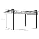 Outsunny Pérgola 3x4 m Gazebo Cenador de Jardín con Techo Retráctil de Poliéster y 12 Orificios de Drenaje Pérgola para Patio Terraza Exterior Blanco y Gris Oscuro - 7