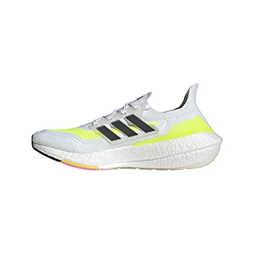 adidas Ultraboost 21 Running Shoes, Scarpe da Corsa Uomo, Bianco Nero Giallo Solare, 41 1/3 EU