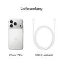 Apple iPhone 17 Pro 256 GB: 6,3" Display mit ProMotion bis zu 120 Hz, A19 Pro Chip, bahnbrechende Batterielaufzeit, Pro Fusion Kamera-System mit Center Stage Frontkamera; Silber - 6