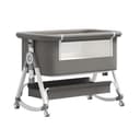 GLOKID Cuna de Noche 3 en 1，Cuna de Cabecera，con Colchón，Altura e inclinación Ajustables, 4 Ruedas bloqueables，Mosquitera，Lavable (Gris) - 1