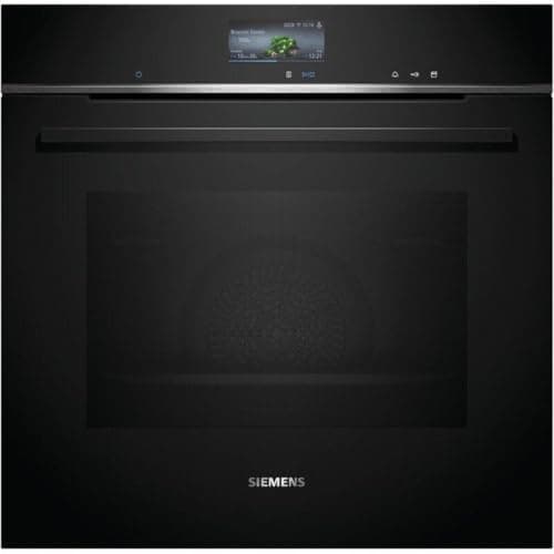 Siemens HR776G1B1 iQ700 - Horno inteligente empotrable con función de vapor, 60 x 60 cm, fabricado en Alemania, color negro, pirólisis activeClean e hidrólisis humidClean, Air Fry, programas