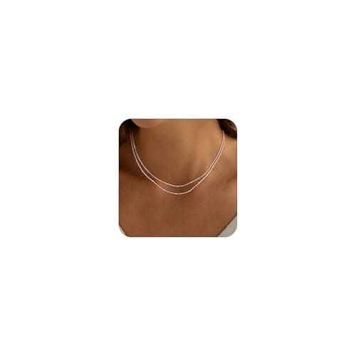 Meteorstarry Silberkette Damen 925 Ohne Anhänger,Layering Doppelte Kette Silber,Personalisiert Halskette Wasserfester Boho Schmuck Jewellery für Frauen Mädchen Freundin