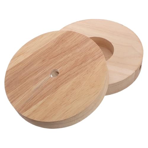 BEBEMOKO Wooden Round Lamp Base Featuring Rustic and Modern Minimalist Style 2pcs with E27 and E14 Holder Solid Wood Material Compatible with Table Lamps in Living Room Or Reading Areas