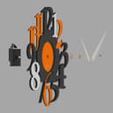 Giallobus - Reloj premium - Carved - Madera de MDF - Premium 45x45cm - 09 - Orange - Artesano Made in Italy - Silencioso - Idea de regalo - Doble nivel moderno - 6