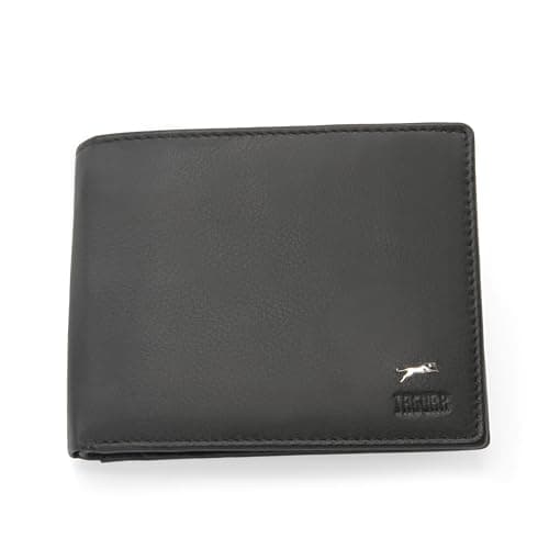 JAGUAR Cartera Hombre Piel Equipado con Ranuras para Tarjetas Protegidas por RFID, Billeteras Regalos Originales para Hombre Diseño Clásico y Refinado, Monedero Tarjetero Ligero (75 g) Negro