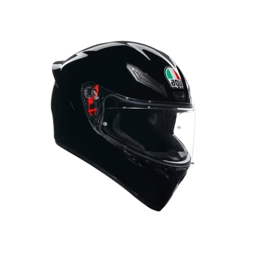 AGV - K1 S E2206, Casco Moto Integrale ECE, Stile Racing con Spoiler Aerodinamico, Prese d'Aria e Visiera Antigraffio, Campo Visivo 190°, Predisposizione Interfono, Nero, S