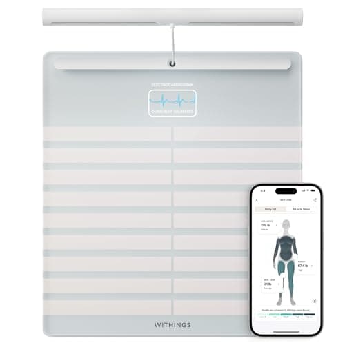 WITHINGS Body Scan - Bilancia WiFi in rete per migliorare la salute, bilance BIA, analisi della composizione corporea, grasso corporeo, massa muscolare, percentuale d'acqua, elettrocardiogramma,