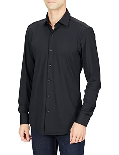 HUGO Camicia da uomo Kenno slim fit in jersey elasticizzato, Nero , 38