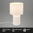 BRILONER - Tischlampe mit Stoffschirm, Kabelschalter, Keramikfuß, Lampe, Nachttischlampe, Tischleuchte, Dekolampe Flur, Bürolampe, Leselampe, Wohnzimmer, Schlafzimmer, 22x37,5 cm (DxH), Weiß - 2