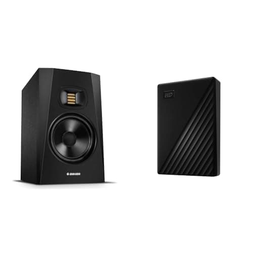 ADAM Audio T7V Studio Monitor for recording, mixing and mastering, Studio Quality Sound (Single) & WD 5TB My Passport Portable HDD USB 3.0 with software for device management