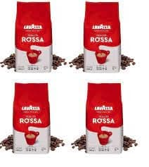 Lavazza, Qualità Rossa Coffee Beans 4 Packs of 1 kg with Aromatic Notes of Chocolate and Dried Fruit, Arabica and Robusta, Intensity 5/10, Medium Roast