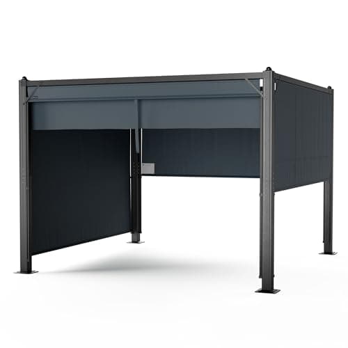 blumfeldt Pantheon Cortina - Gazebo, 3x3m, Telaio in Alluminio, Tetto Regolabile & Tende Laterali, Resistente alle Intemperie, Grigio Scuro/Nero